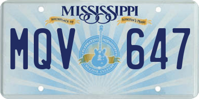 MS license plate MQV647
