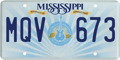 MS license plate MQV673