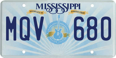 MS license plate MQV680
