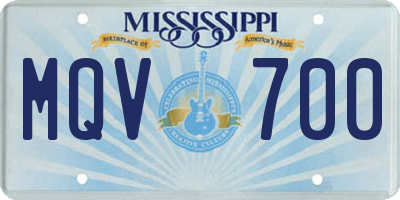 MS license plate MQV700