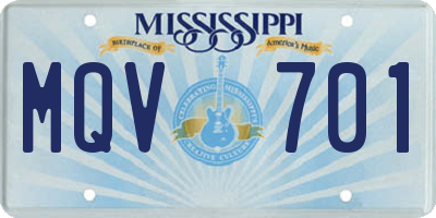 MS license plate MQV701