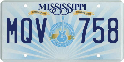MS license plate MQV758
