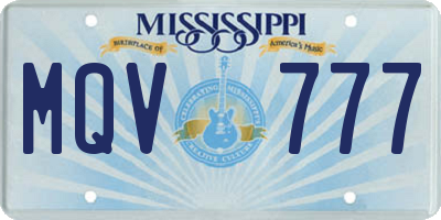 MS license plate MQV777