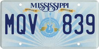 MS license plate MQV839