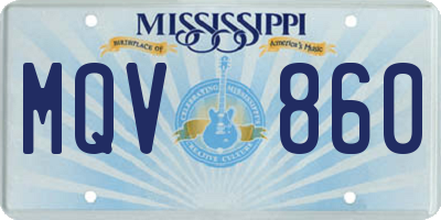 MS license plate MQV860