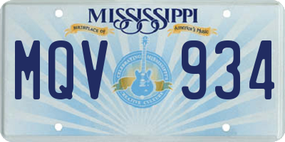 MS license plate MQV934
