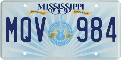 MS license plate MQV984