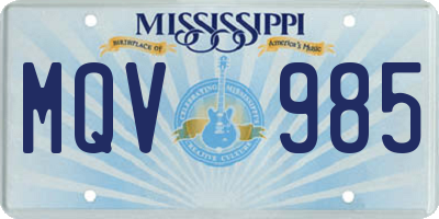 MS license plate MQV985