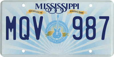 MS license plate MQV987