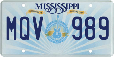 MS license plate MQV989