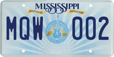 MS license plate MQW002
