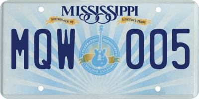 MS license plate MQW005