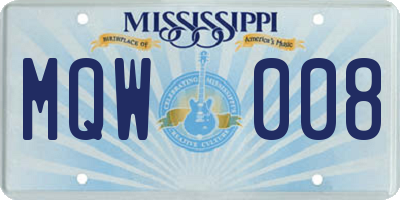 MS license plate MQW008