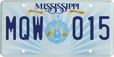 MS license plate MQW015