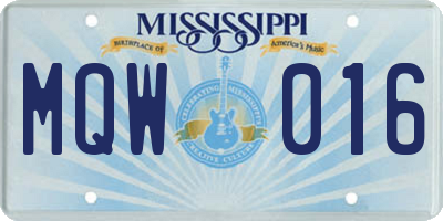 MS license plate MQW016