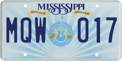 MS license plate MQW017