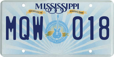 MS license plate MQW018