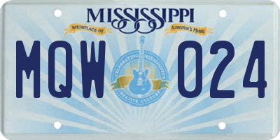 MS license plate MQW024