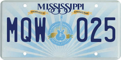 MS license plate MQW025
