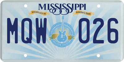 MS license plate MQW026