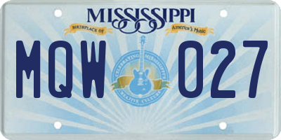 MS license plate MQW027