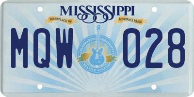 MS license plate MQW028