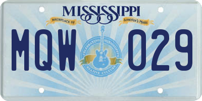 MS license plate MQW029