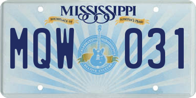 MS license plate MQW031
