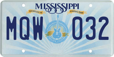 MS license plate MQW032
