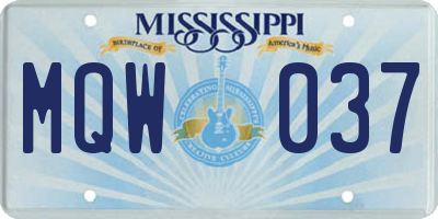 MS license plate MQW037