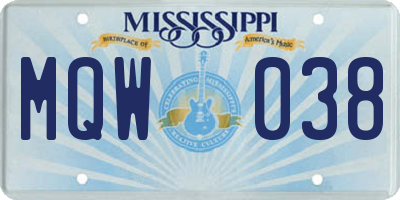 MS license plate MQW038