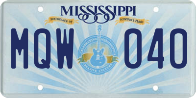 MS license plate MQW040