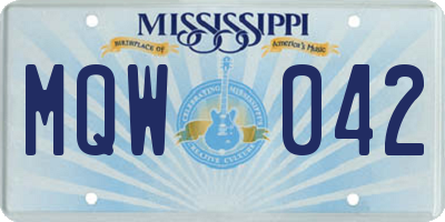 MS license plate MQW042
