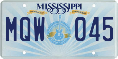 MS license plate MQW045