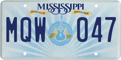 MS license plate MQW047