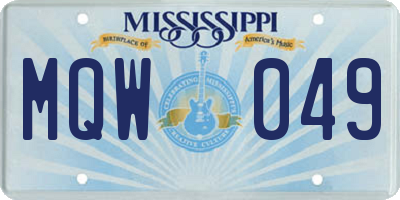 MS license plate MQW049