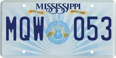 MS license plate MQW053