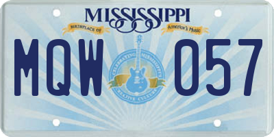 MS license plate MQW057