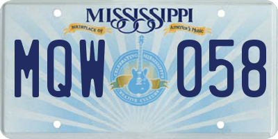 MS license plate MQW058