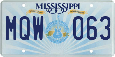 MS license plate MQW063