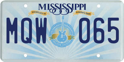 MS license plate MQW065