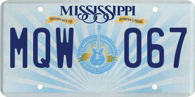 MS license plate MQW067