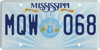 MS license plate MQW068