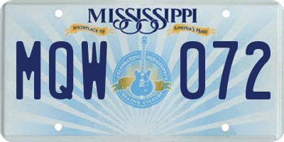 MS license plate MQW072