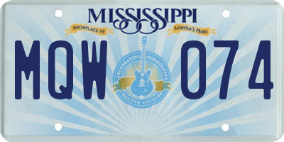 MS license plate MQW074