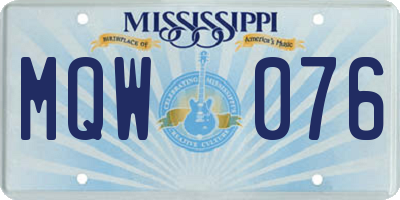 MS license plate MQW076