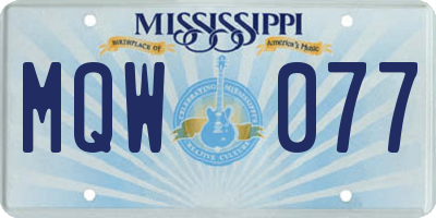 MS license plate MQW077