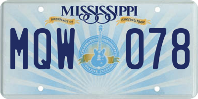 MS license plate MQW078