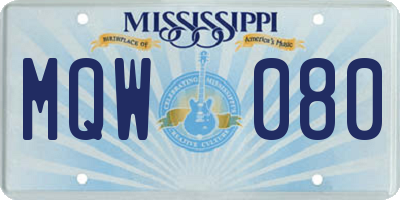 MS license plate MQW080