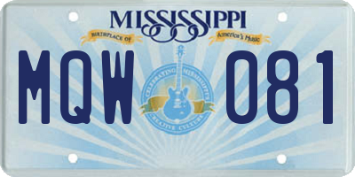 MS license plate MQW081